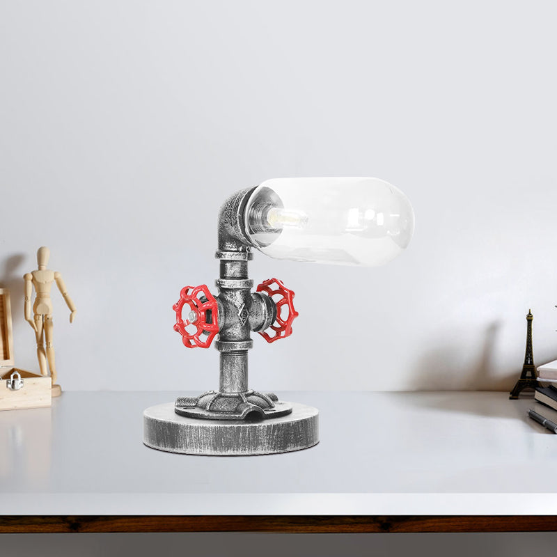 1/4/5-Bulb Capsule Shade Table Ligting Industrial Clear/Amber Glass Night Lamp for Bedroom Clearhalo 'Lamps' 'Table Lamps' Lighting' 1423727