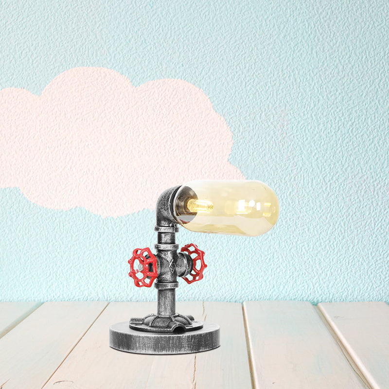 1/4/5-Bulb Capsule Shade Table Ligting Industrial Clear/Amber Glass Night Lamp for Bedroom Clearhalo 'Lamps' 'Table Lamps' Lighting' 1423732