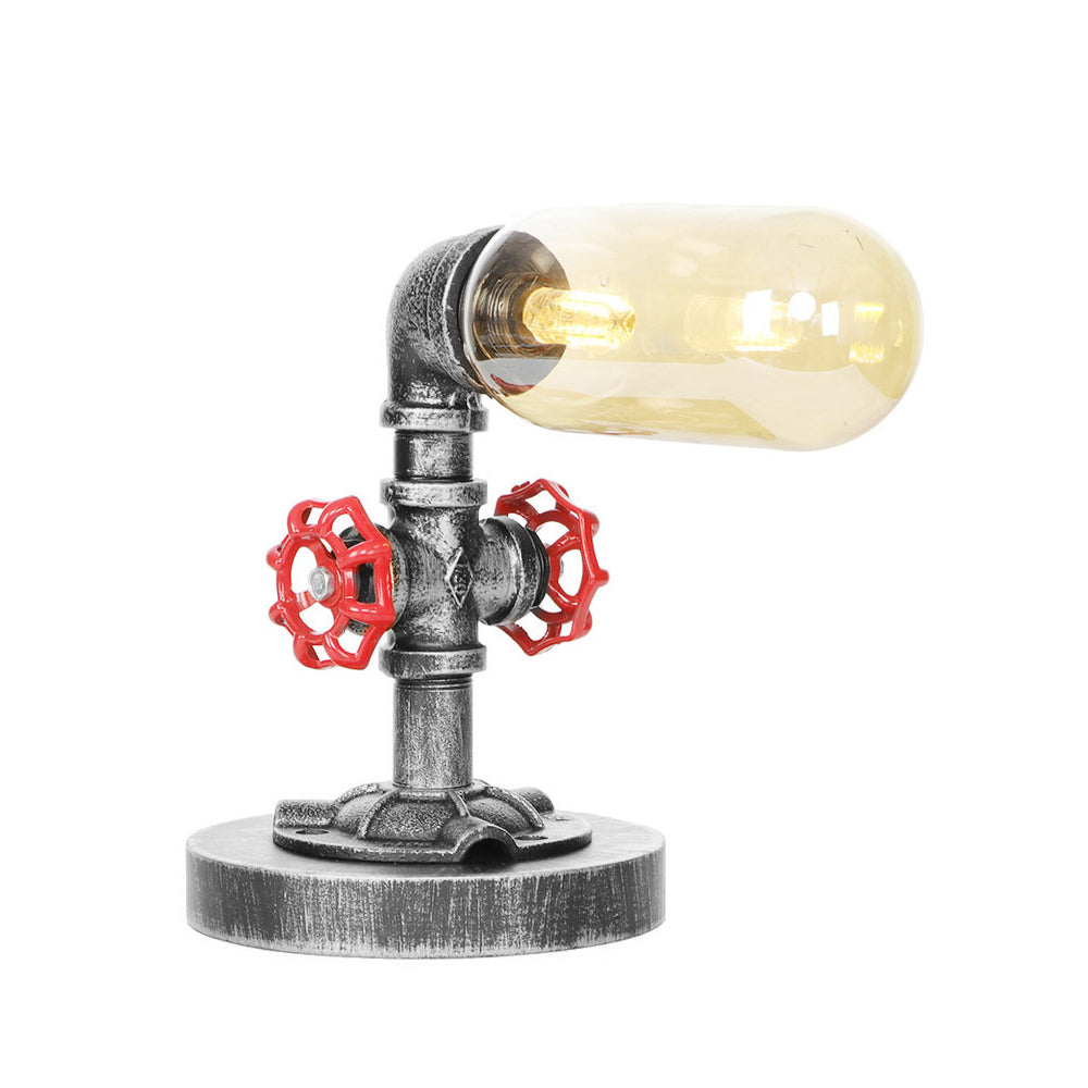1/4/5-Bulb Capsule Shade Table Ligting Industrial Clear/Amber Glass Night Lamp for Bedroom Amber A Clearhalo 'Lamps' 'Table Lamps' Lighting' 1423734