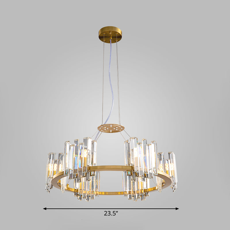 Gold 4/6 Bulbs Ceiling Lamp Modern Clear Crystal Cubic Shade Annular Chandelier Light Fixture Clearhalo 'Ceiling Lights' 'Chandeliers' 'Clear' 'Industrial' 'Modern Chandeliers' 'Modern' 'Tiffany' 'Traditional Chandeliers' Lighting' 1423897