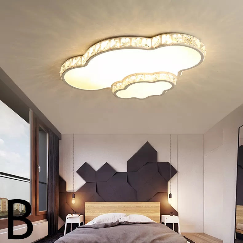 Kids Sky View Flush Ceiling Light Acrylic White Ceiling Mount Light with Clear Crystal for Foyer Clearhalo 'Ceiling Lights' 'Close To Ceiling Lights' 'Close to ceiling' 'Flush mount' Lighting' 14240