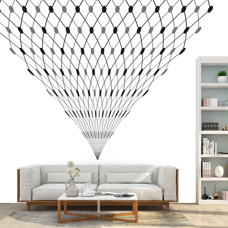 Net Hot Air Balloon Murals Contemporary Smooth Wall Decoration in Black on White Black-White Clearhalo 'Wall Decor' 'Wall Mural' 1424020