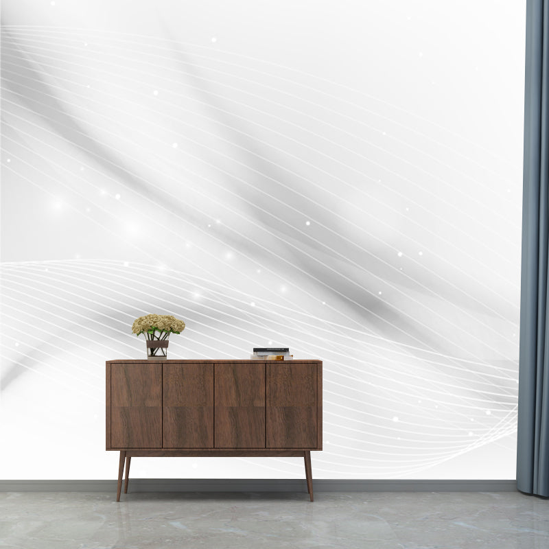 Simple Abstract Ribbon Wall Murals Black and White Stain Resistant Wall Art for Home Clearhalo 'Wall Decor' 'Wall Mural' 1424037