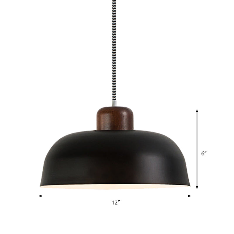 12"/15" W Bowl Shade Dining Table Ceiling Hanging Light Vintage Style Metallic 1 Light Brown/Black Pendant Lamp Clearhalo 'Ceiling Lights' 'Modern Pendants' 'Modern' 'Pendant Lights' 'Pendants' Lighting' 142405