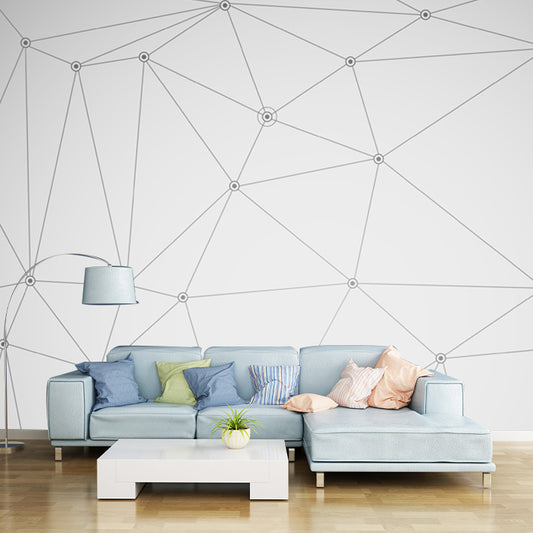 Geometric 3D Nets Mural Decal Contemporary Non-Woven Cloth Wall Art in Black-White Clearhalo 'Wall Decor' 'Wall Mural' 1424132