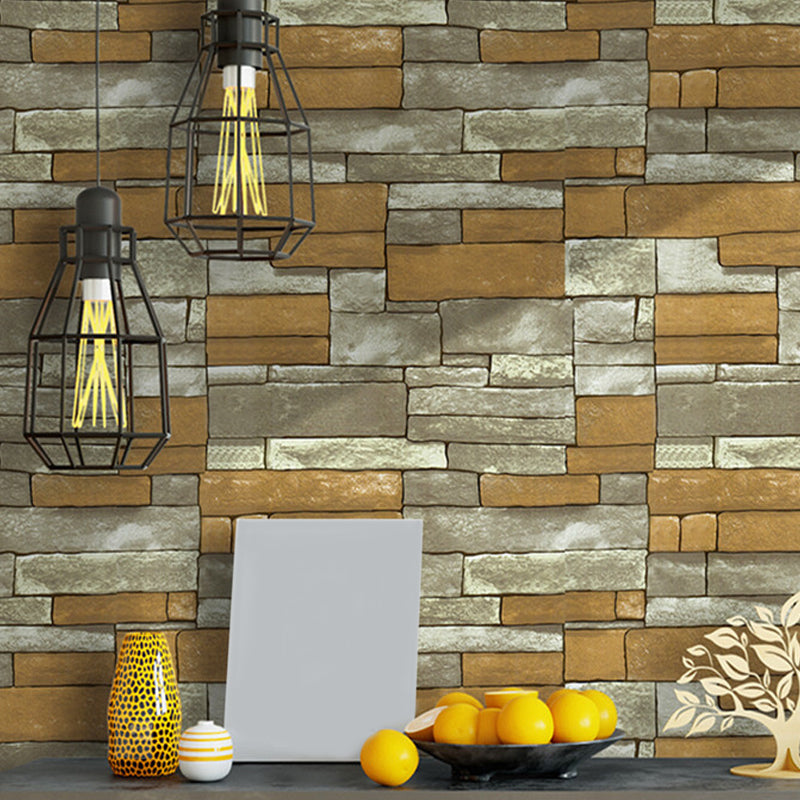 Brick Peel and Stick Wallpapers Removable Wall Art for Living Room, Yellow-Green Yellow-Green Clearhalo 'Industrial wall decor' 'Industrial' 'Wallpaper' Wall Decor' 1424156