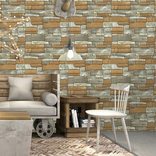 Brick Peel and Stick Wallpapers Removable Wall Art for Living Room, Yellow-Green Clearhalo 'Industrial wall decor' 'Industrial' 'Wallpaper' Wall Decor' 1424157