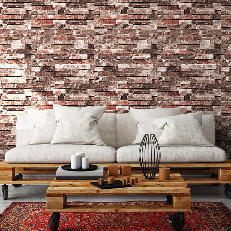 Red Brick Look Wallpaper Roll Temporary Peel and Stick Industrial Living Room Wall Covering Clearhalo 'Industrial wall decor' 'Industrial' 'Wallpaper' Wall Decor' 1424173