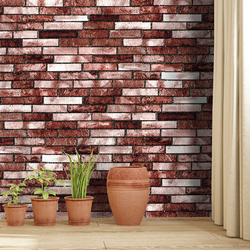Grey-Red Brick Look Wallpaper Temporary Steampunk Living Room Wall Covering, Peel and Stick Clearhalo 'Industrial wall decor' 'Industrial' 'Wallpaper' Wall Decor' 1424185