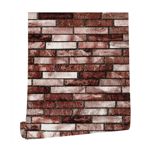 Grey-Red Brick Look Wallpaper Temporary Steampunk Living Room Wall Covering, Peel and Stick Clearhalo 'Industrial wall decor' 'Industrial' 'Wallpaper' Wall Decor' 1424186
