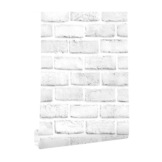 White Brick Effect Wallpaper Roll Easy Peel Off Wall Decor for Home, Self Sticking Clearhalo 'Industrial wall decor' 'Industrial' 'Wallpaper' Wall Decor' 1424190