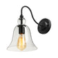 Bell Bedroom Wall Light Fixture Industrial Clear/Green/Smoked Glass 1 Light Black Sconce Lamp with Gooseneck Arm Clearhalo 'Art deco wall lights' 'Cast Iron' 'Glass' 'Industrial wall lights' 'Industrial' 'Middle century wall lights' 'Modern' 'Rustic wall lights' 'Tiffany' 'Traditional wall lights' 'Wall Lamps & Sconces' 'Wall Lights' Lighting' 142428