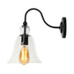 Bell Bedroom Wall Light Fixture Industrial Clear/Green/Smoked Glass 1 Light Black Sconce Lamp with Gooseneck Arm Clearhalo 'Art deco wall lights' 'Cast Iron' 'Glass' 'Industrial wall lights' 'Industrial' 'Middle century wall lights' 'Modern' 'Rustic wall lights' 'Tiffany' 'Traditional wall lights' 'Wall Lamps & Sconces' 'Wall Lights' Lighting' 142429