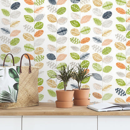 Yellow-Green Leaves Stick-On Wallpaper Removable Country Style Living Room Wall Art Yellow-Green Clearhalo 'Country wall decor' 'Rustic' 'Wallpaper' Wall Decor' 1424303