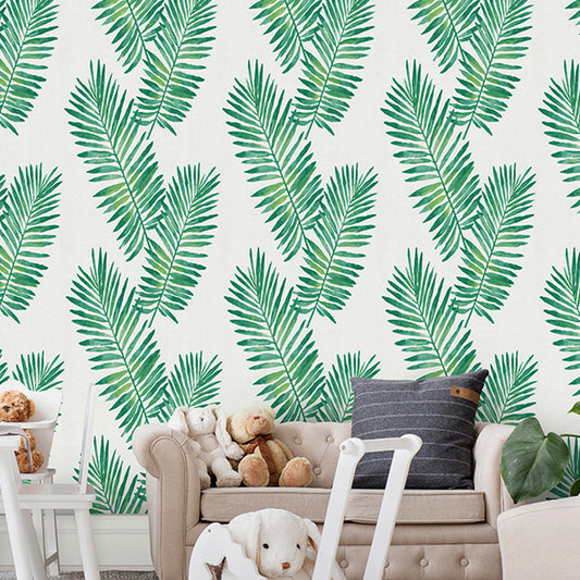 Self Stick Palm Leaf Wallpaper Tropical PVC Easy Peel Off Wall Decor in Green, 34.2-sq ft Green Clearhalo 'Country wall decor' 'Rustic' 'Wallpaper' Wall Decor' 1424307