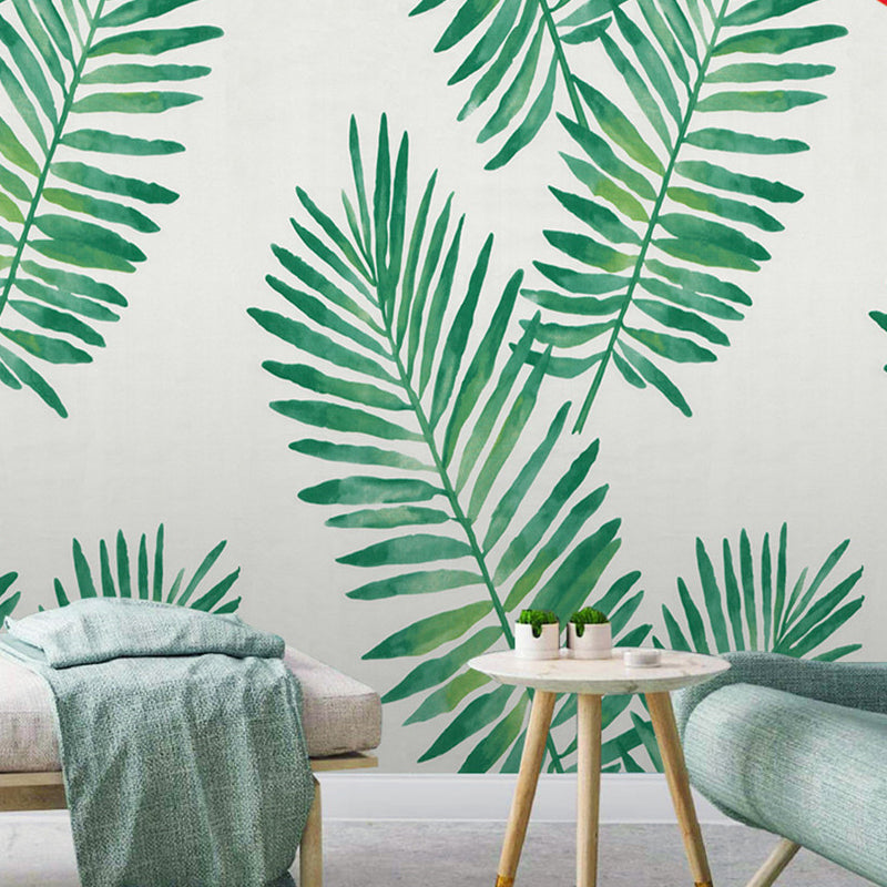 Self Stick Palm Leaf Wallpaper Tropical PVC Easy Peel Off Wall Decor in Green, 34.2-sq ft Clearhalo 'Country wall decor' 'Rustic' 'Wallpaper' Wall Decor' 1424308
