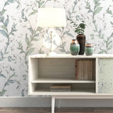 Turquoise Vines Wallpaper Roll Rustic PVC Wall Covering for Living Room, 33' x 20.5" Turquoise