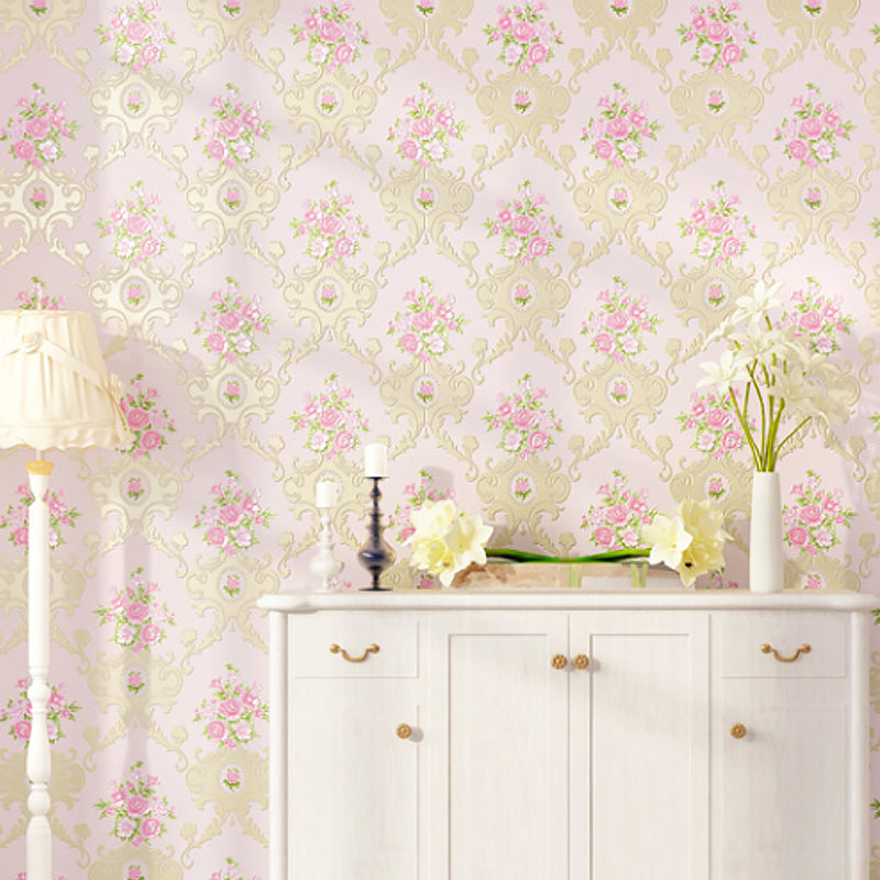 Country Style Floral Wallpaper Roll Soft Color Stain Resistant Wall Covering for Home Clearhalo 'Country wall decor' 'Rustic' 'Wallpaper' Wall Decor' 1424386_21eba6bc-61b0-41fa-b36a-69dd4b78faa9