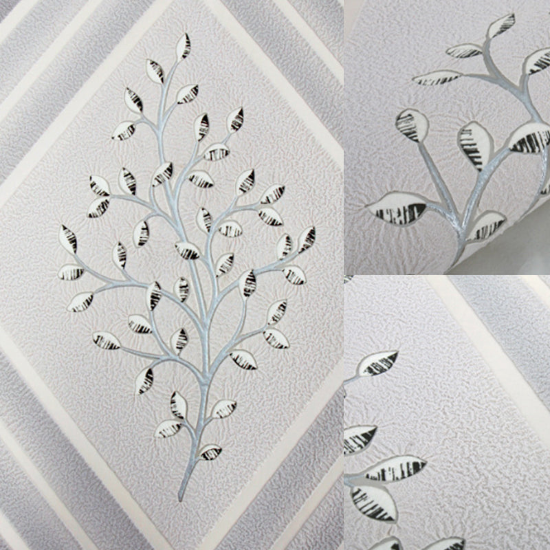 Botanical Rhombus Patterned Wallpaper Roll Modern Flock Wall Decor for Living Room Clearhalo 'Modern wall decor' 'Modern' 'Wallpaper' Wall Decor' 1424530