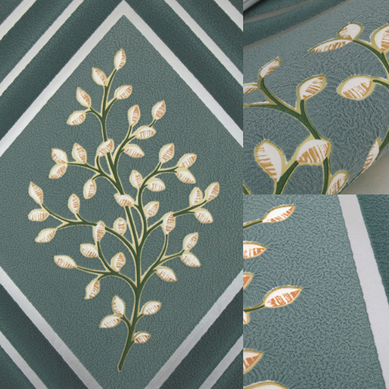 Botanical Rhombus Patterned Wallpaper Roll Modern Flock Wall Decor for Living Room Clearhalo 'Modern wall decor' 'Modern' 'Wallpaper' Wall Decor' 1424538