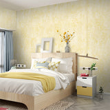 Plain Wallpaper Roll in Light Yellow Nordic Style Wall Covering for Bedroom, 33' x 20.5" Light Yellow