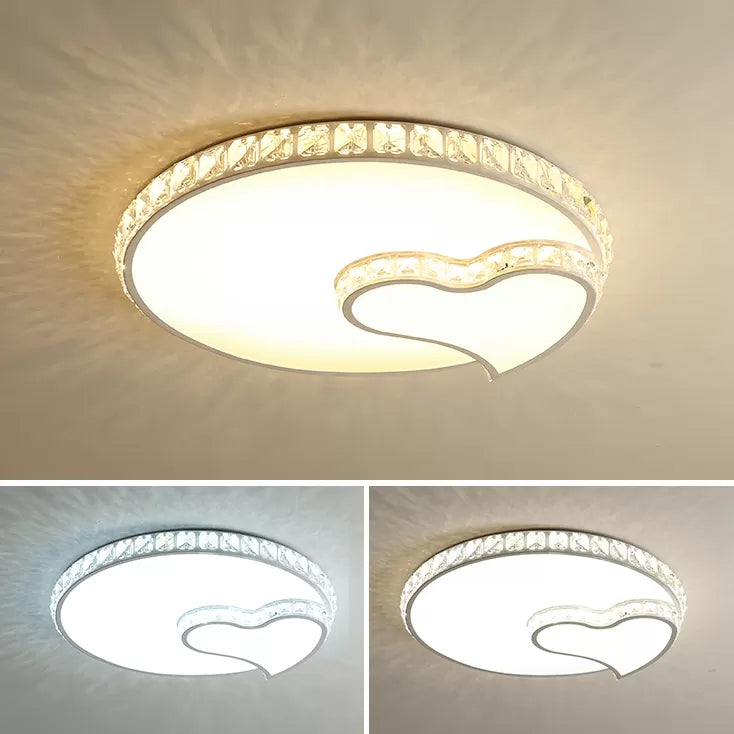 Kids Sky View Flush Ceiling Light Acrylic White Ceiling Mount Light with Clear Crystal for Foyer White Loving Heart Clearhalo 'Ceiling Lights' 'Close To Ceiling Lights' 'Close to ceiling' 'Flush mount' Lighting' 14246