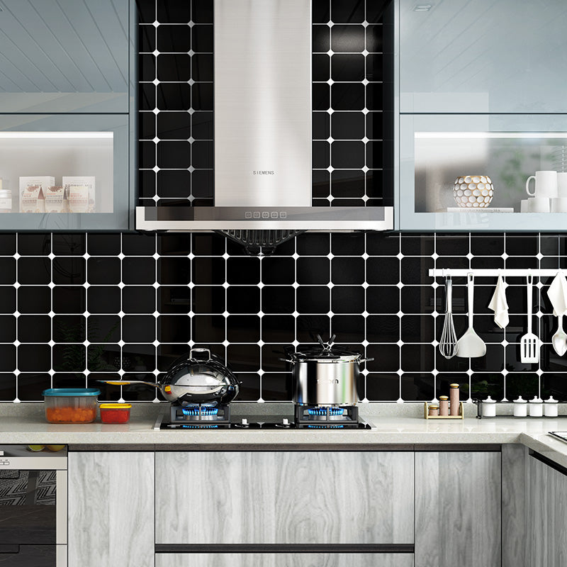 Peel and Stick Grid Wallpaper Modern Removable Kitchen Wall Covering, 43.1-sq ft Black Clearhalo 'Modern wall decor' 'Modern' 'Wallpaper' Wall Decor' 1424634