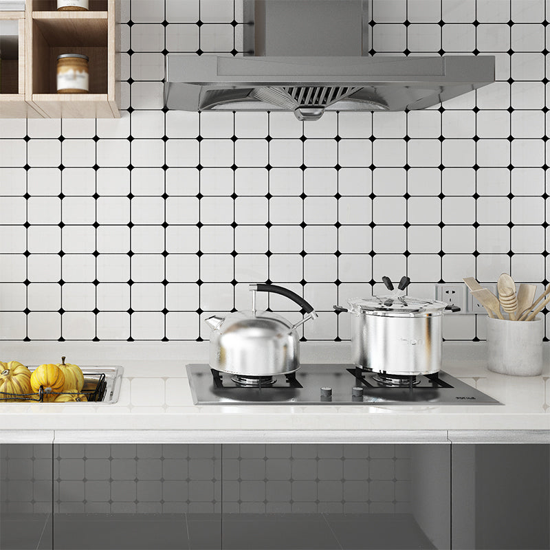 Peel and Stick Grid Wallpaper Modern Removable Kitchen Wall Covering, 43.1-sq ft White Clearhalo 'Modern wall decor' 'Modern' 'Wallpaper' Wall Decor' 1424636