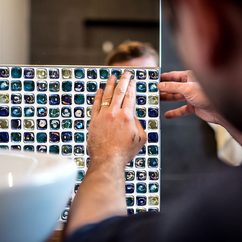 Boho-Chic Tile Wallpaper Panel Multicolored Peel and Stick Wall Art for Bathroom (36 Pcs) Blue C Clearhalo 'Wall Decor' 'Wallpaper' 1424681