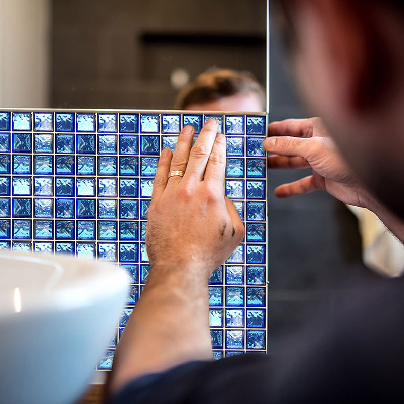 Boho-Chic Tile Wallpaper Panel Multicolored Peel and Stick Wall Art for Bathroom (36 Pcs) Blue D Clearhalo 'Wall Decor' 'Wallpaper' 1424685