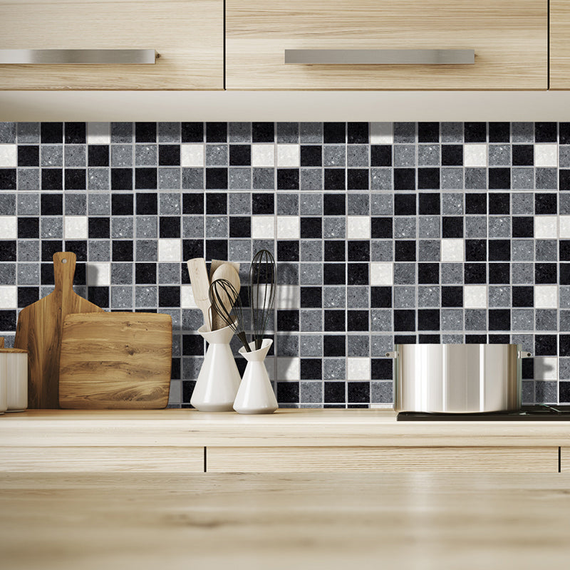 Bohemia Mosaics Tile Wallpaper Panels Multicolored Self Adhesive Wall Art for Kitchen Black-Gray Clearhalo 'Wall Decor' 'Wallpaper' 1424715_9dfed519-df38-4ec2-ae99-4395f4225936