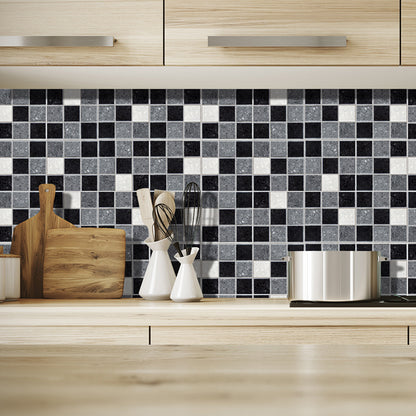 Bohemia Mosaics Tile Wallpaper Panels Multicolored Self Adhesive Wall Art for Kitchen Black-Gray Clearhalo 'Wall Decor' 'Wallpaper' 1424715_9dfed519-df38-4ec2-ae99-4395f4225936