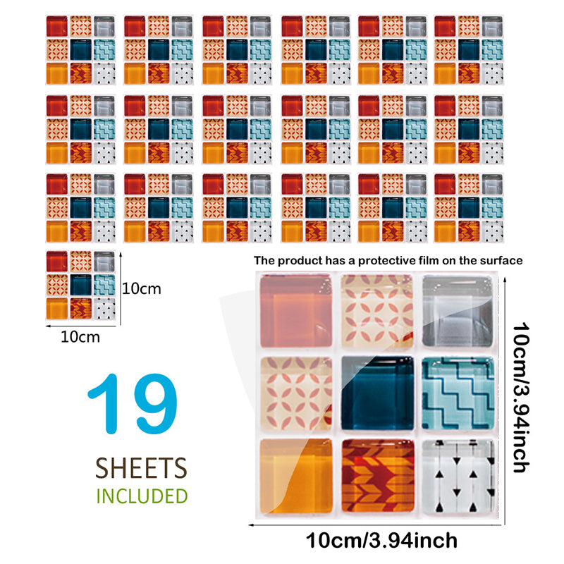 Bohemia Mosaics Tile Wallpaper Panels Multicolored Self Adhesive Wall Art for Kitchen Clearhalo 'Wall Decor' 'Wallpaper' 1424720_a7df78f9-34ec-49a0-9b88-df49e8765841