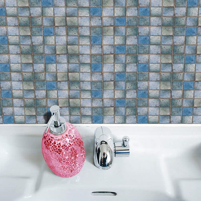 Peel and Stick Tiles Wallpaper Panel Bohemian PVC Wall Decor, 4.1-sq ft, 38 Pieces Gray-Blue Clearhalo 'Wall Decor' 'Wallpaper' 1424749