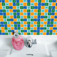 Peel and Stick Tiles Wallpaper Panel Bohemian PVC Wall Decor, 4.1-sq ft, 38 Pieces Orange-Blue Clearhalo 'Wall Decor' 'Wallpaper' 1424751