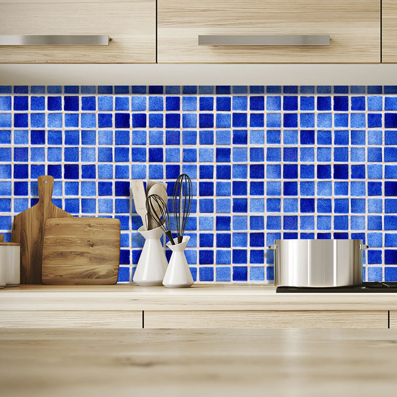Dark Color Tile Wallpaper Panel Stick-On Bohemian Style Kitchen Wall Covering, 36 Pcs Blue Clearhalo 'Wall Decor' 'Wallpaper' 1424763