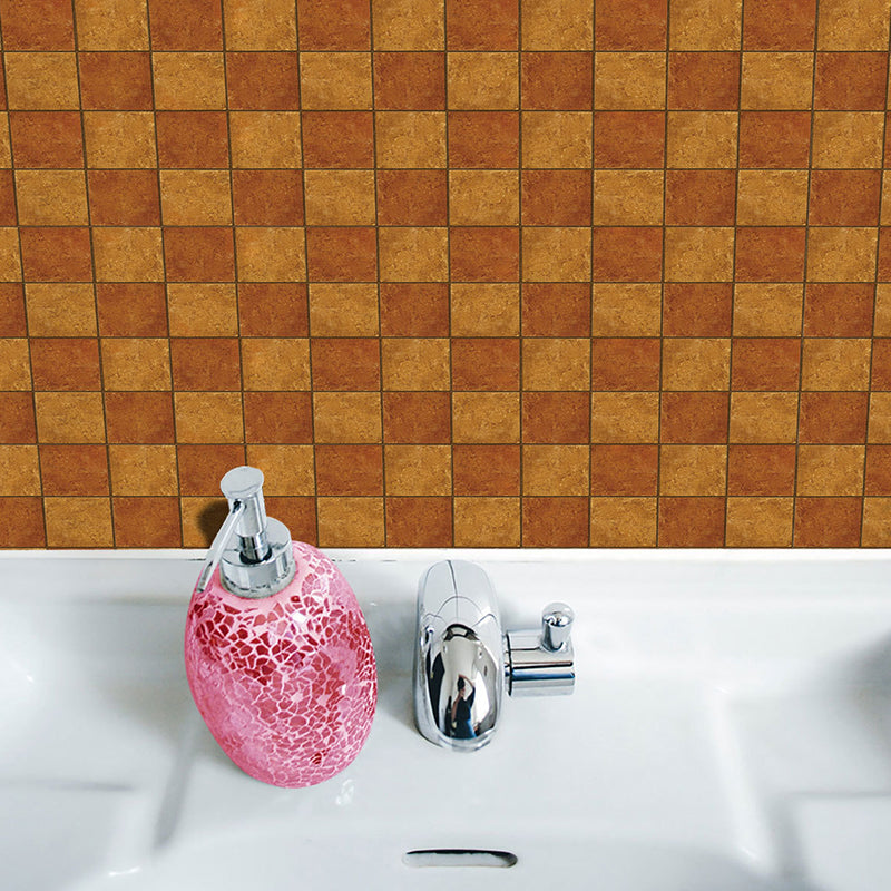 Dark Color Tile Wallpaper Panel Stick-On Bohemian Style Kitchen Wall Covering, 36 Pcs Gray-Yellow Clearhalo 'Wall Decor' 'Wallpaper' 1424767