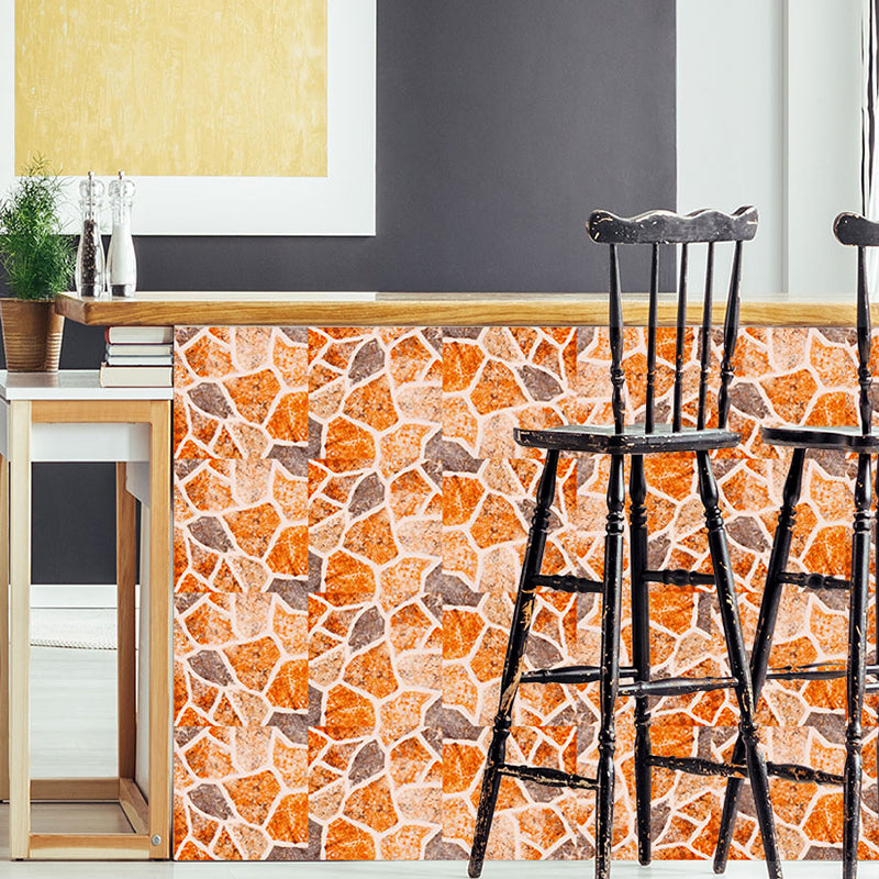 Modern Pebble Look Wallpaper Panel Orange Bathroom Self Sticking Wall Decor, 8' x 8" Orange Clearhalo 'Wall Decor' 'Wallpaper' 1424782