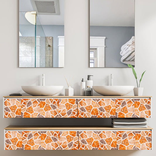 Modern Pebble Look Wallpaper Panel Orange Bathroom Self Sticking Wall Decor, 8' x 8" Clearhalo 'Wall Decor' 'Wallpaper' 1424783