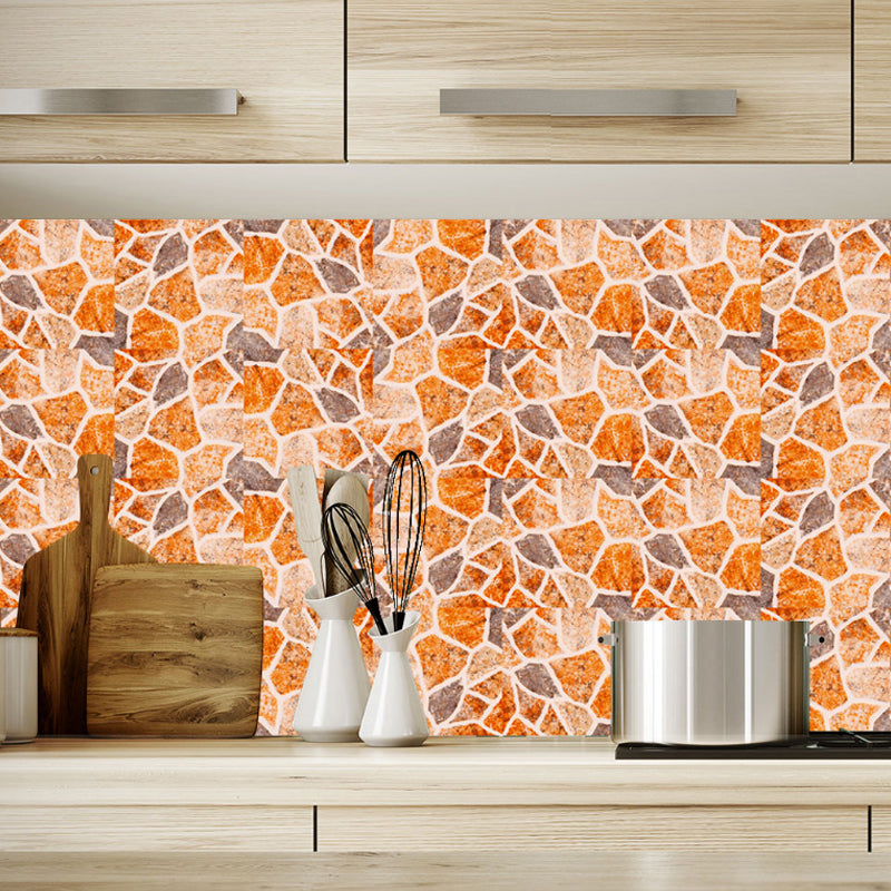 Modern Pebble Look Wallpaper Panel Orange Bathroom Self Sticking Wall Decor, 8' x 8" Clearhalo 'Wall Decor' 'Wallpaper' 1424784