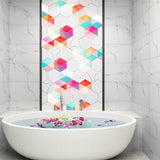 Geometric Honeycomb Peel Wallpaper Panels Contemporary PVC Wall Art in Red-Yellow-Blue Clearhalo 'Wall Decor' 'Wallpaper' 1424851