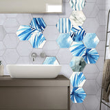 Palm Leaves Peel Off Wallpaper Panel Blue-White Tropical Wall Decor for Living Room Clearhalo 'Wall Decor' 'Wallpaper' 1424861