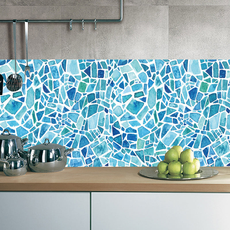Boho Pebble Tile Mosaics Wallpaper Panel Blue Peel and Stick Wall Covering for Bathroom Clearhalo 'Wall Decor' 'Wallpaper' 1424870