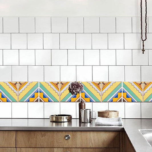 Yellow-Blue Trellis Wallpaper Panel Geometric Boho Peel and Stick Wall Covering for Kitchen Clearhalo 'Wall Decor' 'Wallpaper' 1424902