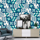 Bohemian Seamless Pattern Wallpaper Panel Blue-Green Geometric Wall Decor, Peel Off Clearhalo 'Wall Decor' 'Wallpaper' 1424988