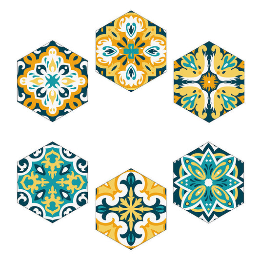 Ethnic Flowers Stick On Wallpaper Panels for Living Room, Yellow-Green, 9' L x 8" W Clearhalo 'Wall Decor' 'Wallpaper' 1425005