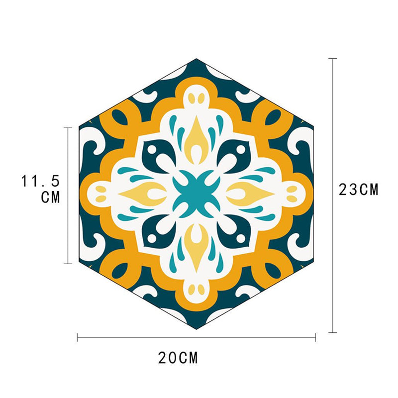 Ethnic Flowers Stick On Wallpaper Panels for Living Room, Yellow-Green, 9' L x 8" W Clearhalo 'Wall Decor' 'Wallpaper' 1425006