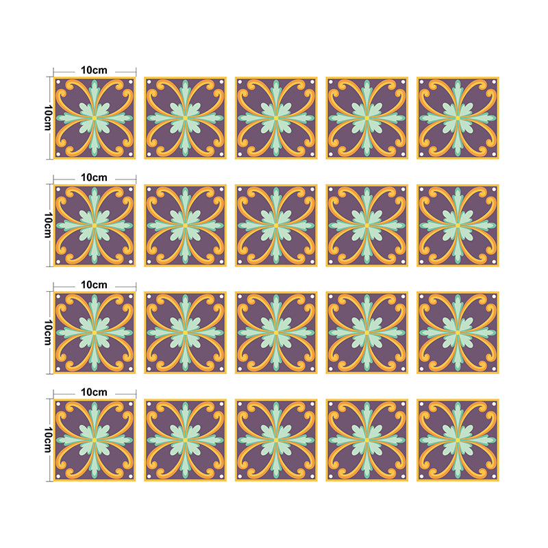 Boho Iris Flowers Wallpaper Panel Orange-Purple Peel and Stick Wall Decor for Living Room Clearhalo 'Wall Decor' 'Wallpaper' 1425049