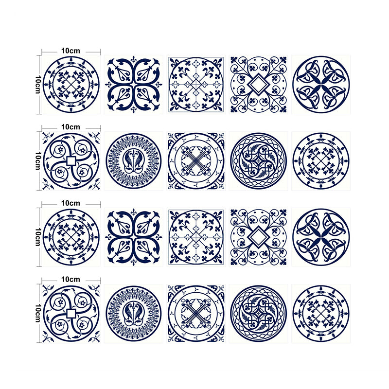 Boho Chic Mandala Wallpaper Panel for Kitchen 2.2-sq ft Wall Covering in Blue, Easy Peel off Clearhalo 'Wall Decor' 'Wallpaper' 1425057