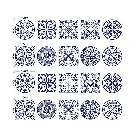 Boho Chic Mandala Wallpaper Panel for Kitchen 2.2-sq ft Wall Covering in Blue, Easy Peel off Clearhalo 'Wall Decor' 'Wallpaper' 1425057